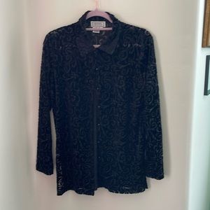 Sheer look velvet style vintage button up